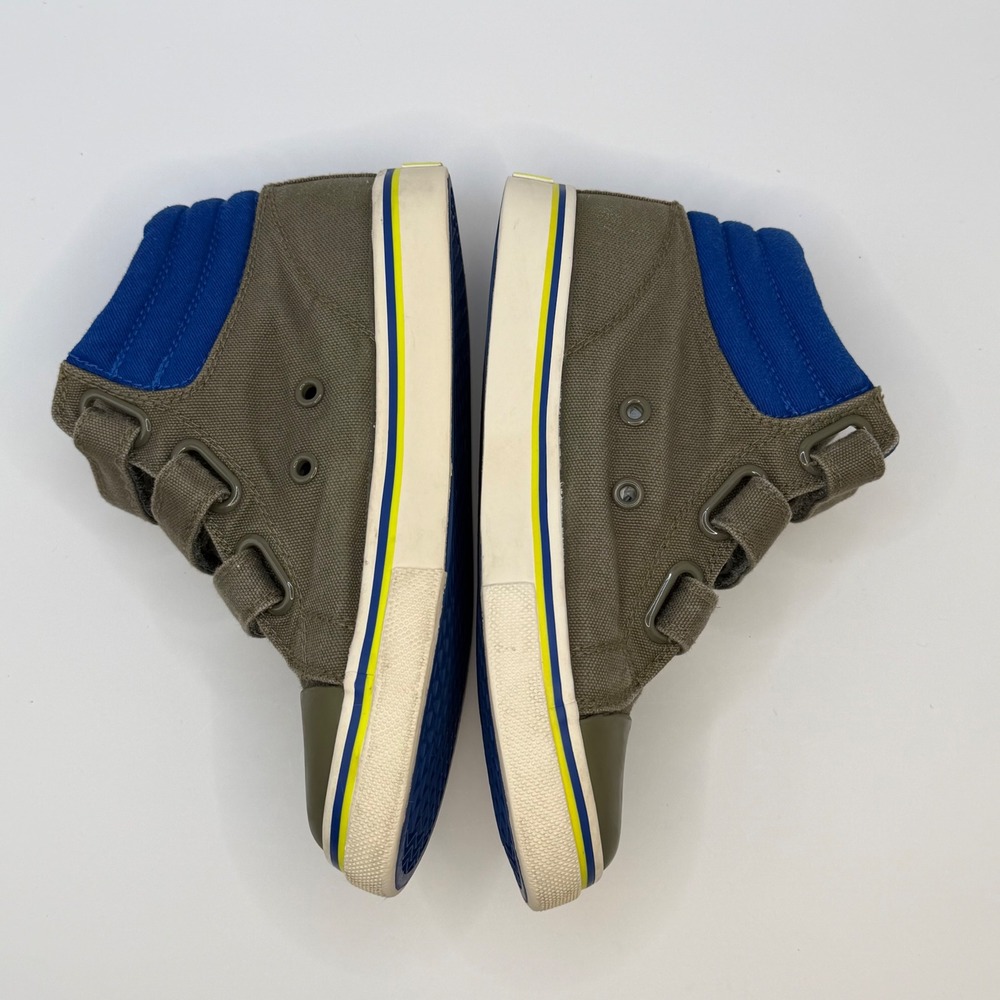 Mini Boden Kids Size 13 Olive Green Canvas High Top Sneakers Blue Trim Size 31